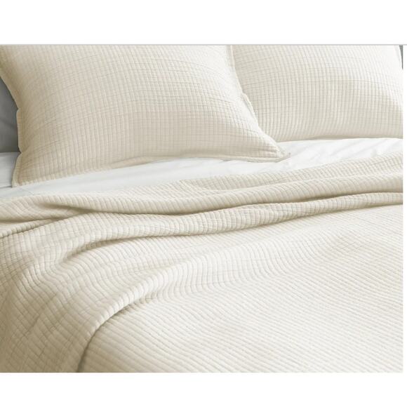 Quince Organic Ribbed Cotton Sham Ivory NWOT - Picture 2 of 3
